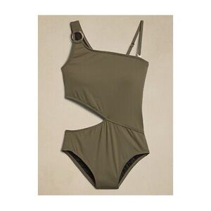 BR asymmetrical midriff cut out one piece swimsuit